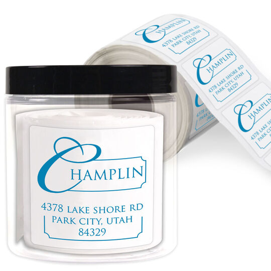 Big Name Square Address Labels in a Jar